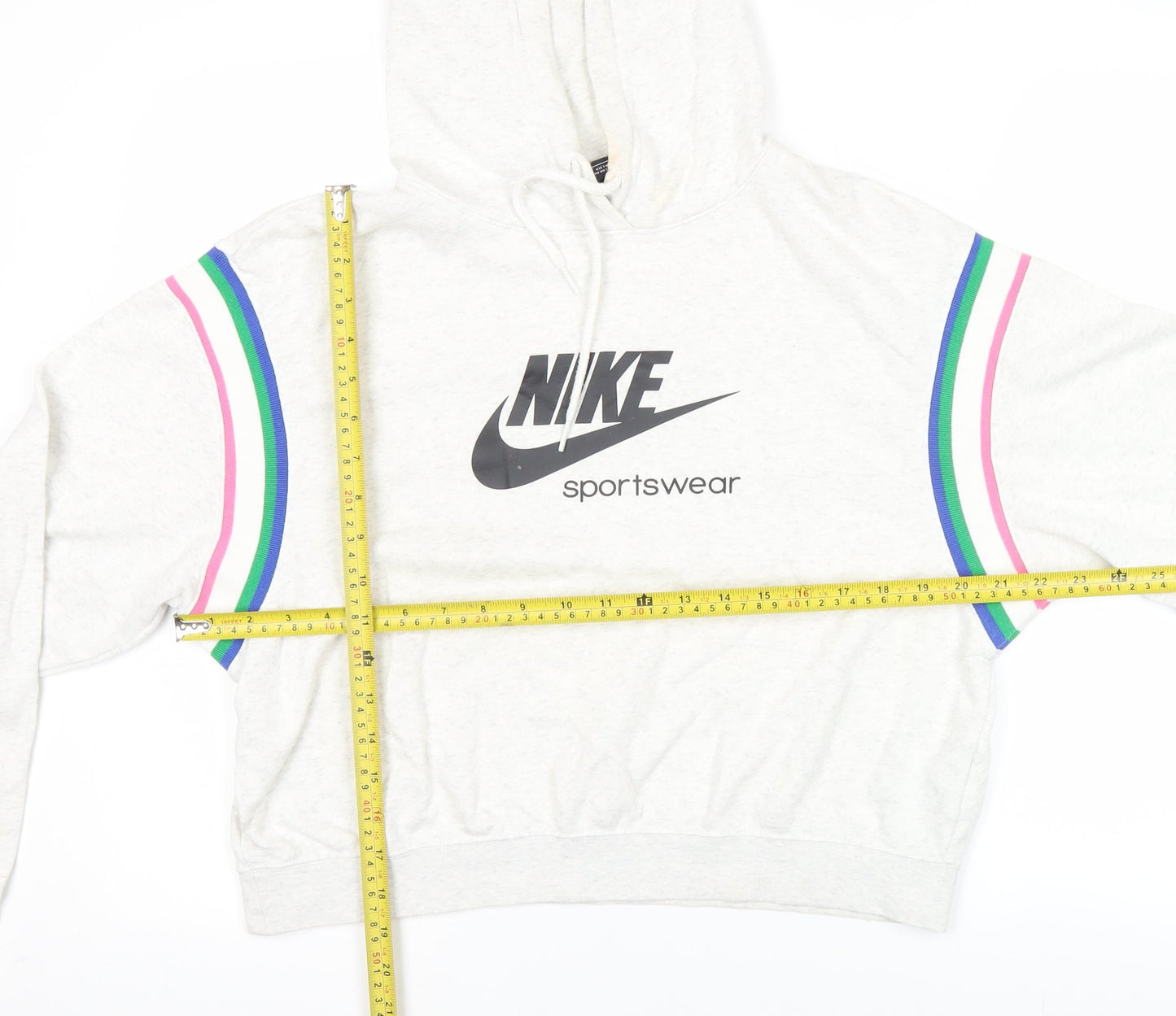 Nike Womens Beige Hooded Pullover Sweatshirt Size S Logo Design