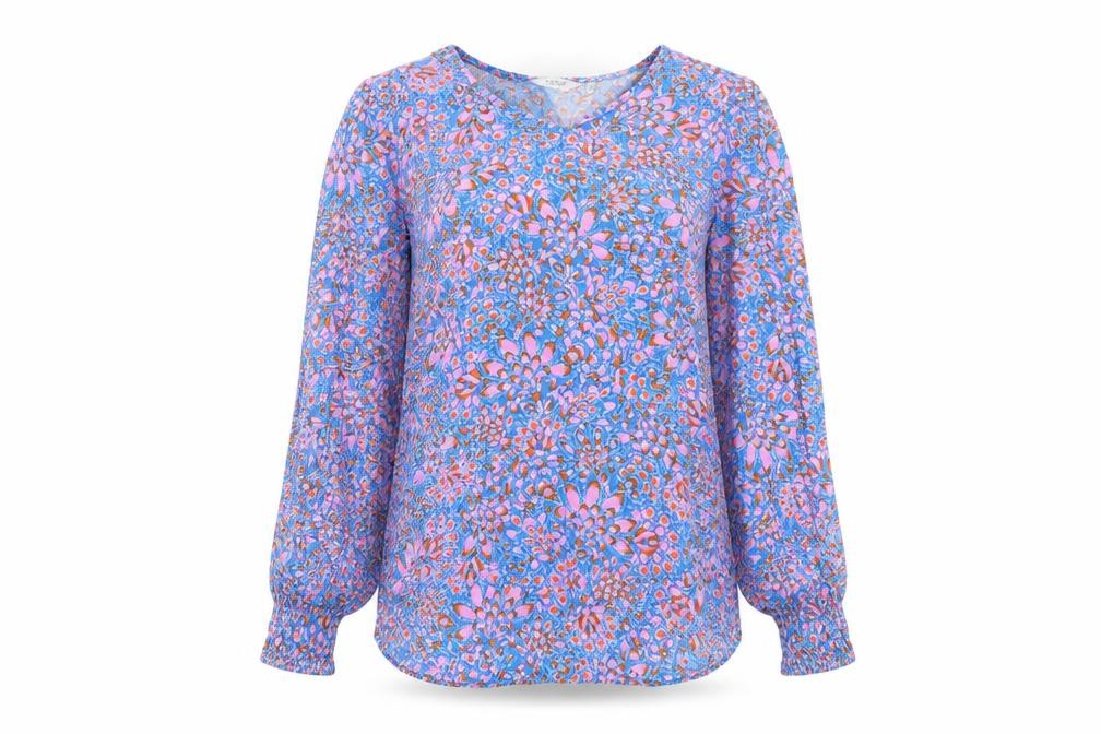Front view of b.young Women's Multicoloured Floral Viscose Tunic Blouse, size 10