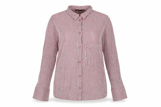 Bershka BSKGirl Women's Red White Striped Button-Up Shirt Size S