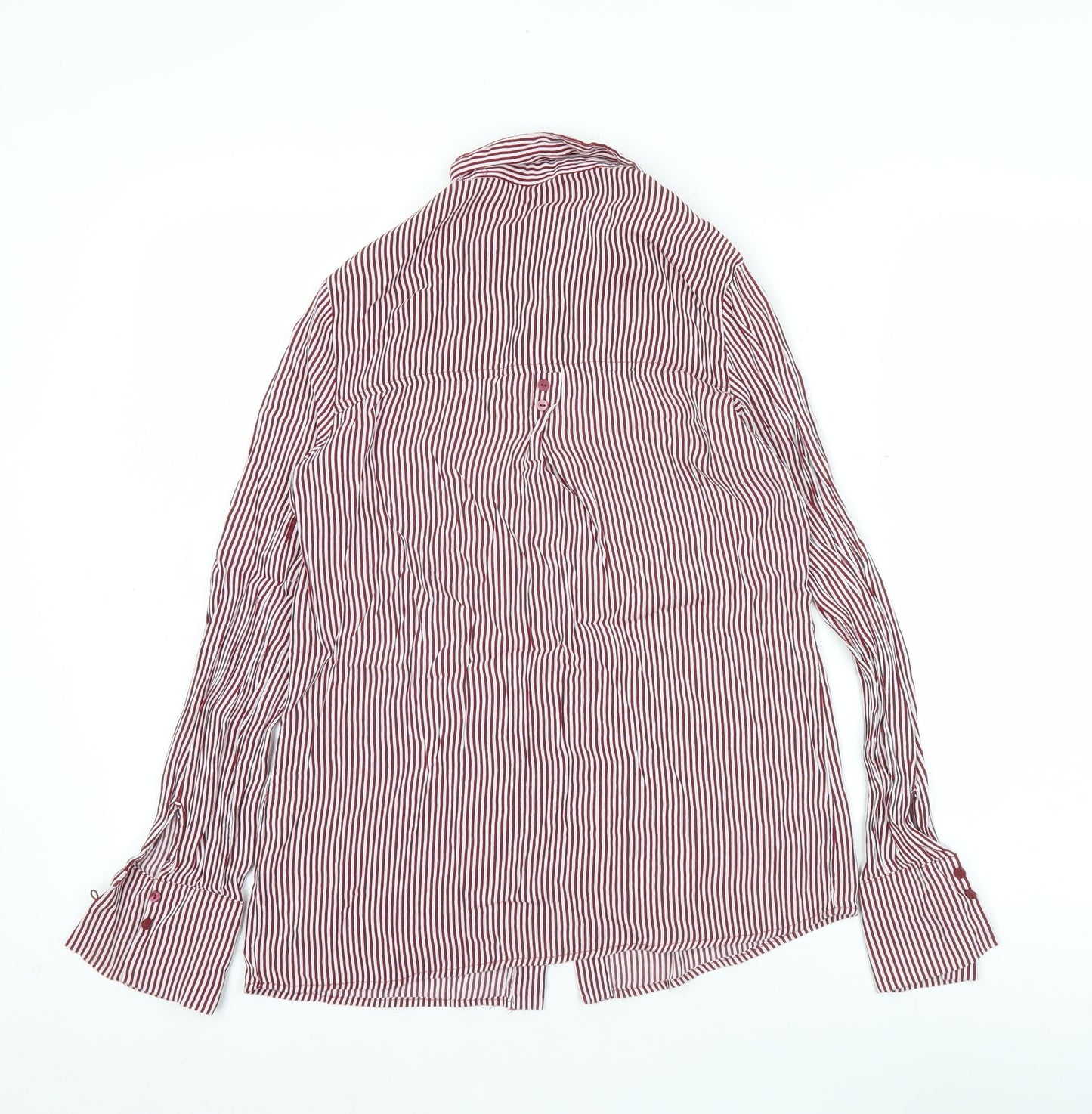 Bershka BSKGirl Women's Red White Striped Button-Up Shirt Size S
