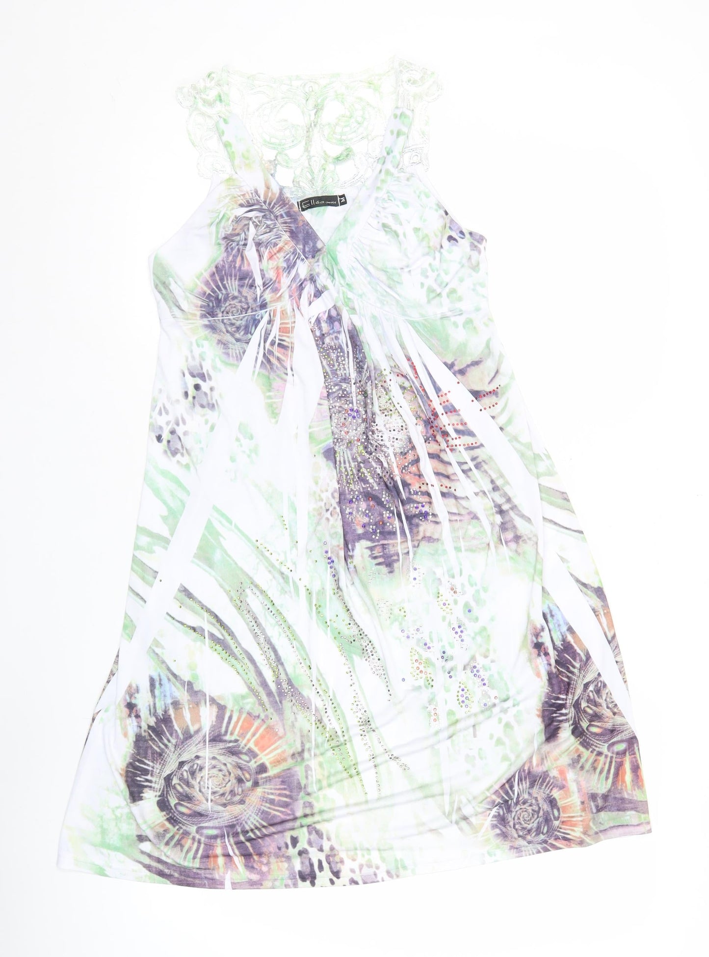 Elea Paris Women's Multicoloured M A-Line Sleeveless Knee Dress