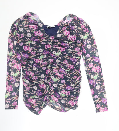 Gallery Women’s Multicoloured Floral Long Sleeve Tunic Blouse UK L
