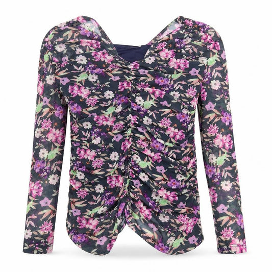 Front view of Gallery Women’s Multicoloured Floral Long Sleeve Tunic Blouse UK L