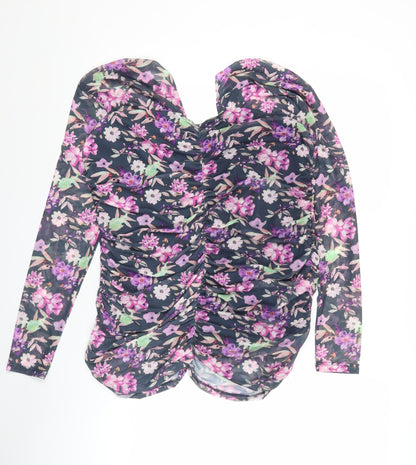 Gallery Women’s Multicoloured Floral Long Sleeve Tunic Blouse UK L