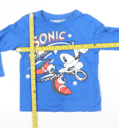 Sega Boys Blue Sonic the Hedgehog Long Sleeve T-Shirt 3-4 Years