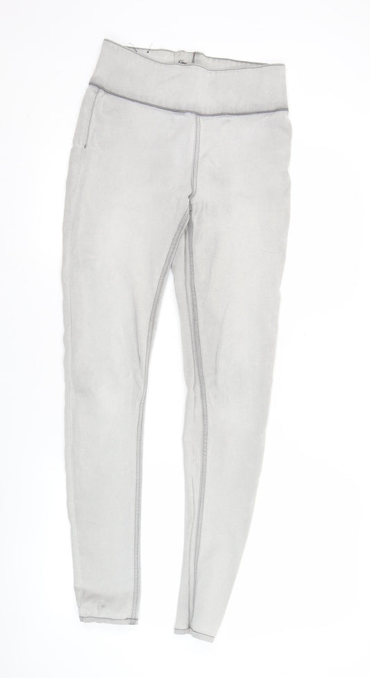 Pieces Women’s Grey Slim Fit Jegging Jeans Size L Mid Rise Stretch Denim