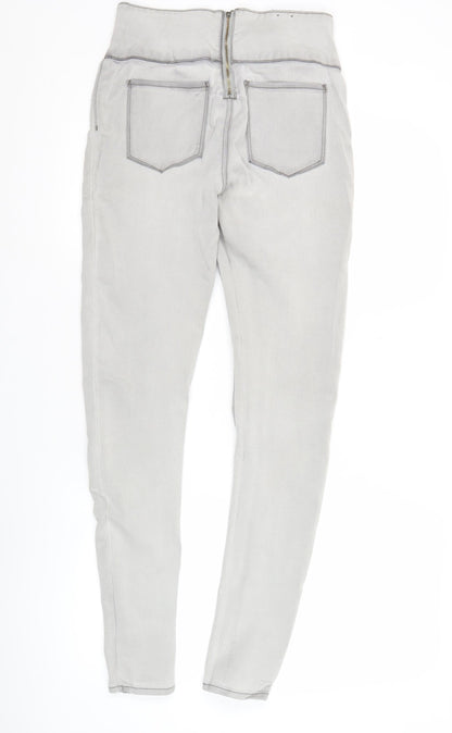 Pieces Women’s Grey Slim Fit Jegging Jeans Size L Mid Rise Stretch Denim