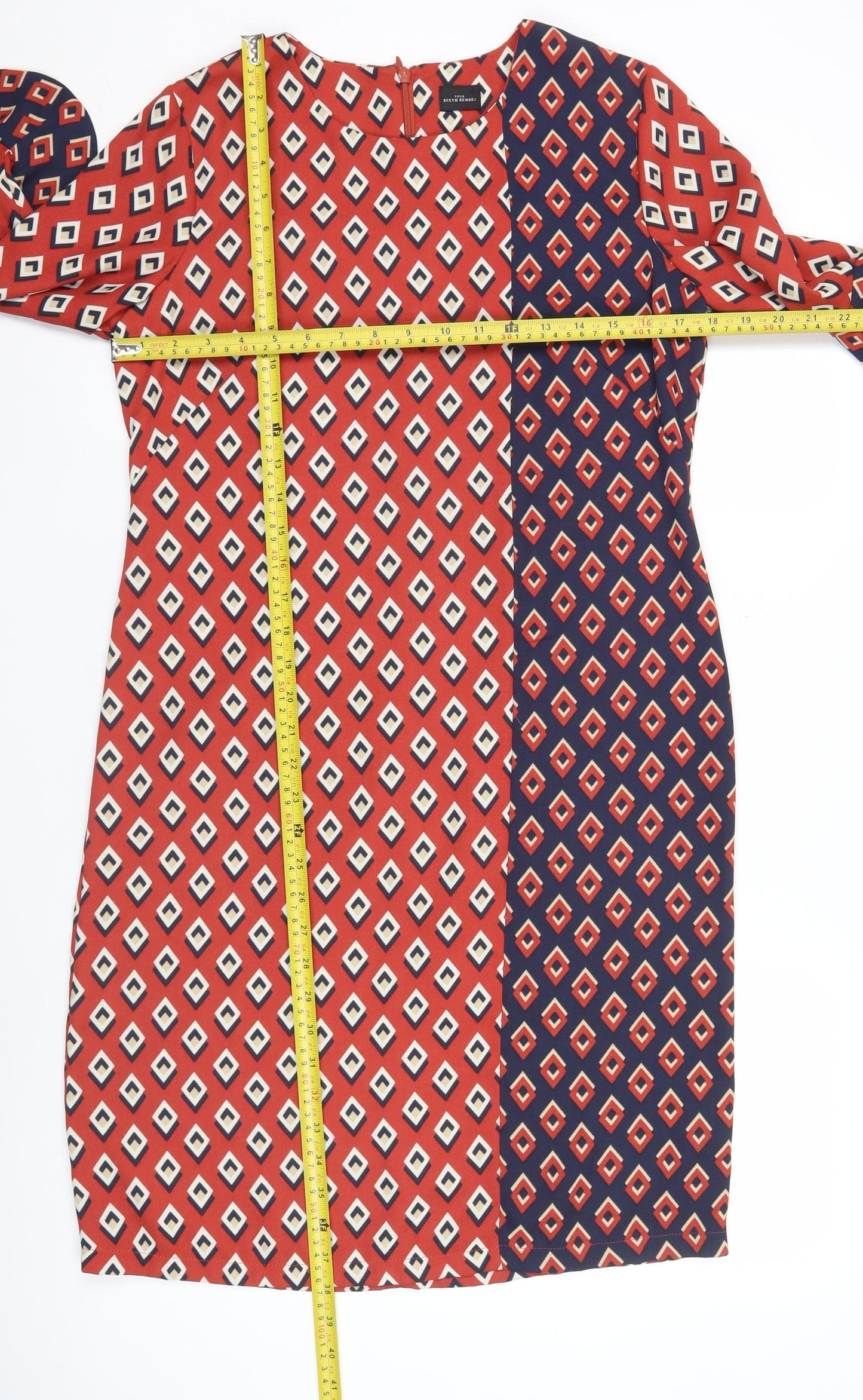 Your Sixth Sense Womens Red Geometric Shift Dress Size 8