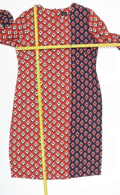 Your Sixth Sense Womens Red Geometric Shift Dress Size 8