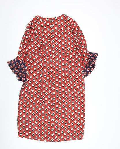 Your Sixth Sense Womens Red Geometric Shift Dress Size 8