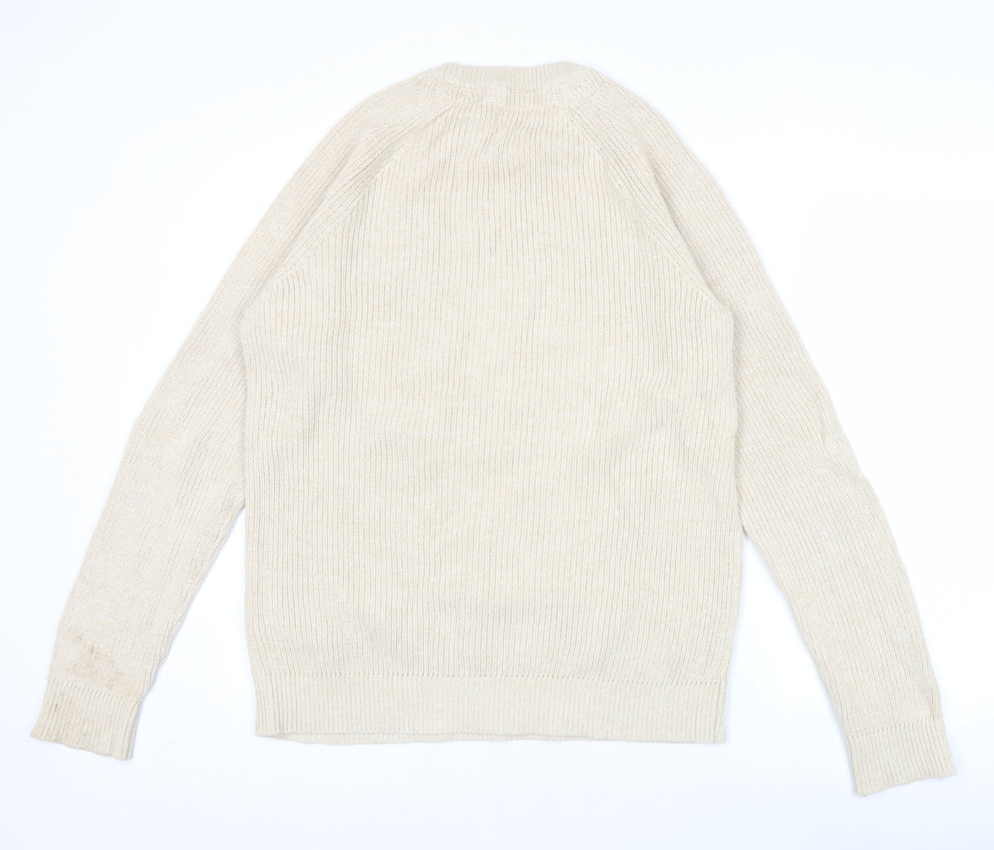 Selected Homme Men’s Beige Cotton Knit Pullover Jumper L