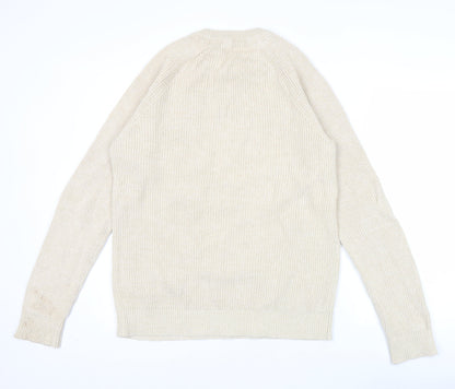 Selected Homme Men’s Beige Cotton Knit Pullover Jumper L