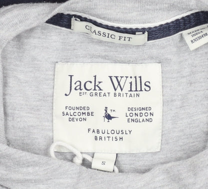 Jack Wills Men's Colourblock Grey White Navy Classic Fit T-Shirt Small