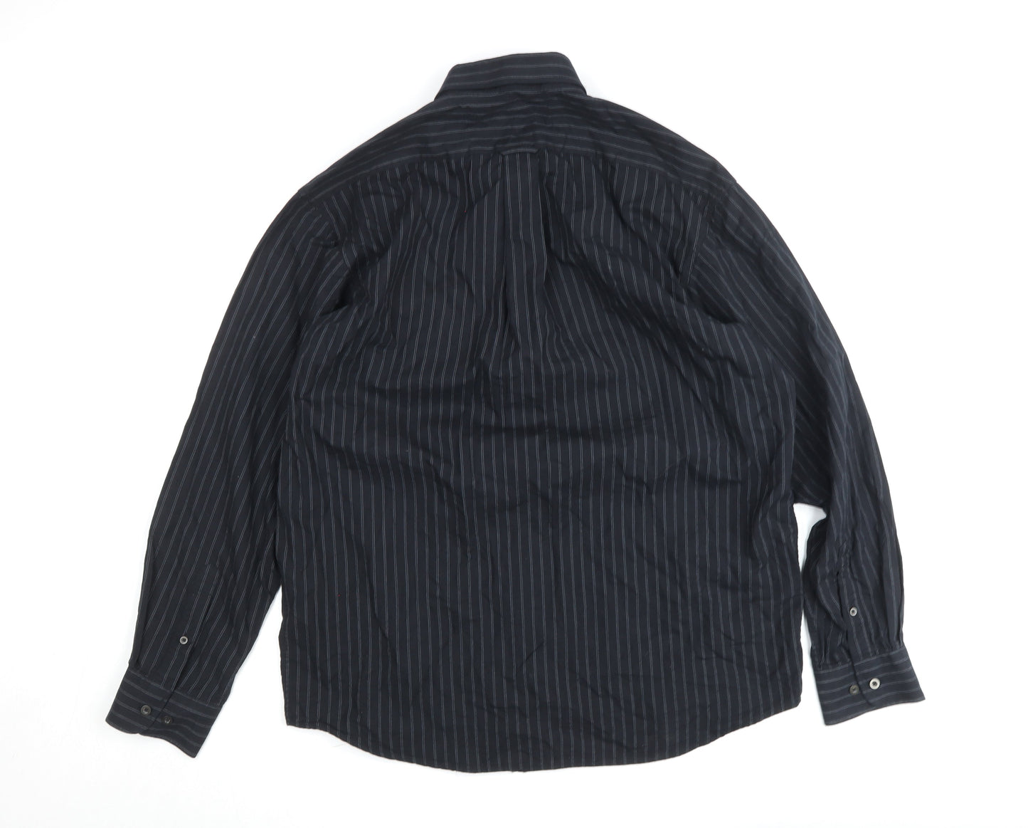 Paco For Men Black Striped Button-Up Long Sleeve Cotton Shirt L 41in