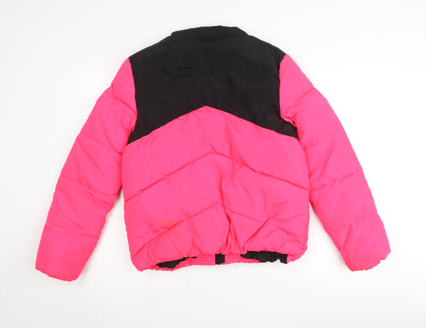 Marks and Spencer Girls Pink Black Puffer Jacket 12-13 Years Winter Coat