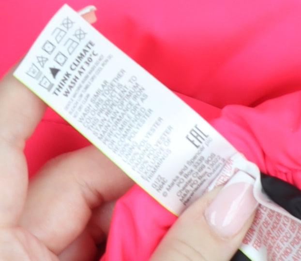 Marks and Spencer Girls Pink Black Puffer Jacket 12-13 Years Winter Coat