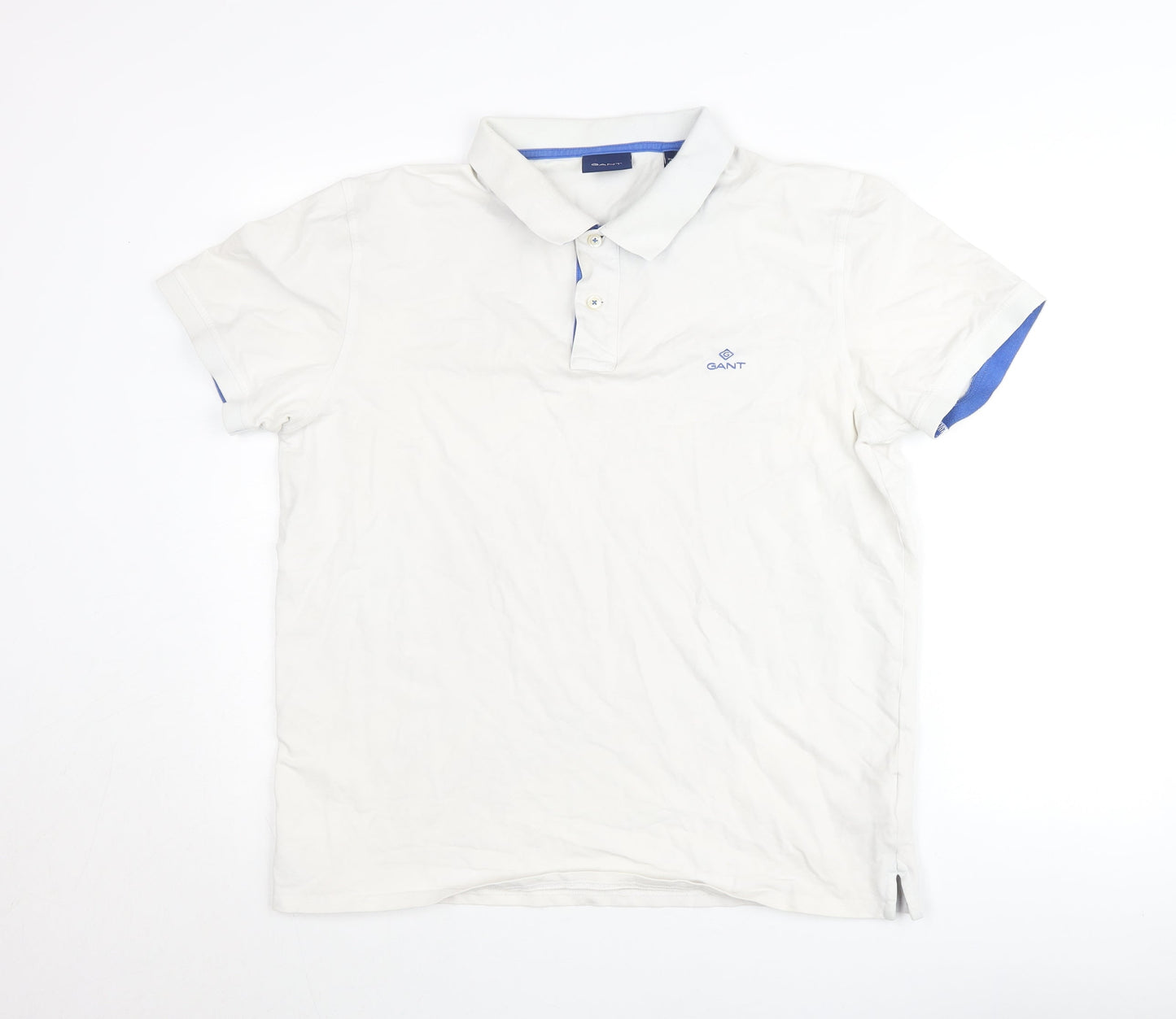 Gant Men's White Cotton 2XL Polo Shirt Short Sleeve Classic Fit