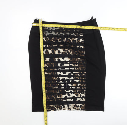 Gelco Women's Black Leopard Print Pencil Skirt Size 10