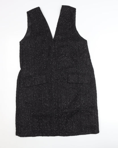 Parfois Women Black Tweed Sleeveless Shift Dress Size 12