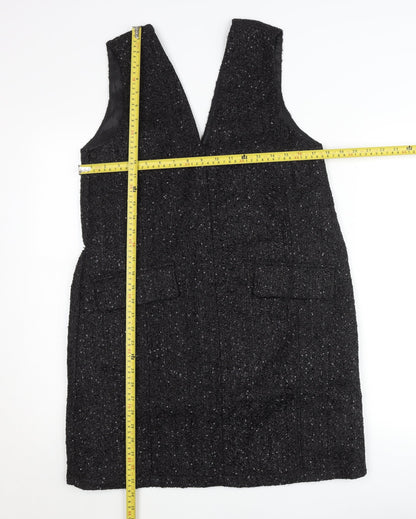 Parfois Women Black Tweed Sleeveless Shift Dress Size 12
