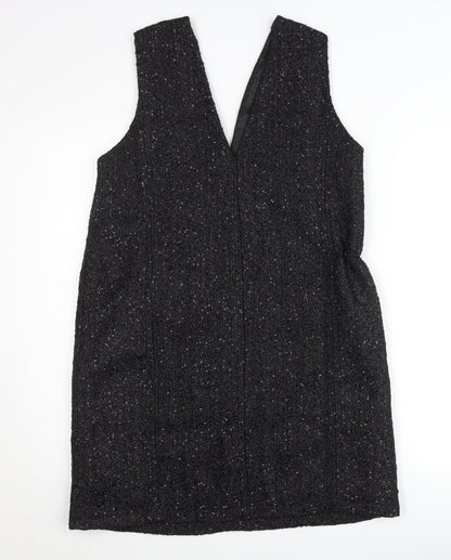 Parfois Women Black Tweed Sleeveless Shift Dress Size 12
