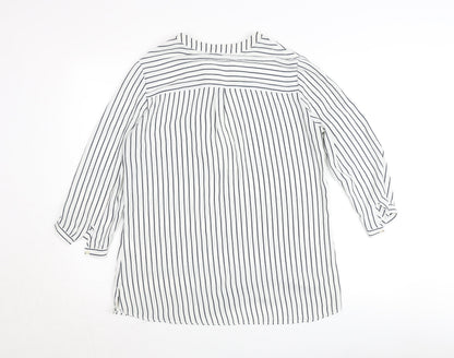 Tinta Style Women's White Striped V-Neck 3/4 Sleeve Tunic Blouse Size 10