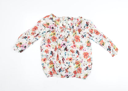 Dr. Rehfeld Womens Multicoloured Floral Cotton Bohemian Blouse Size 10