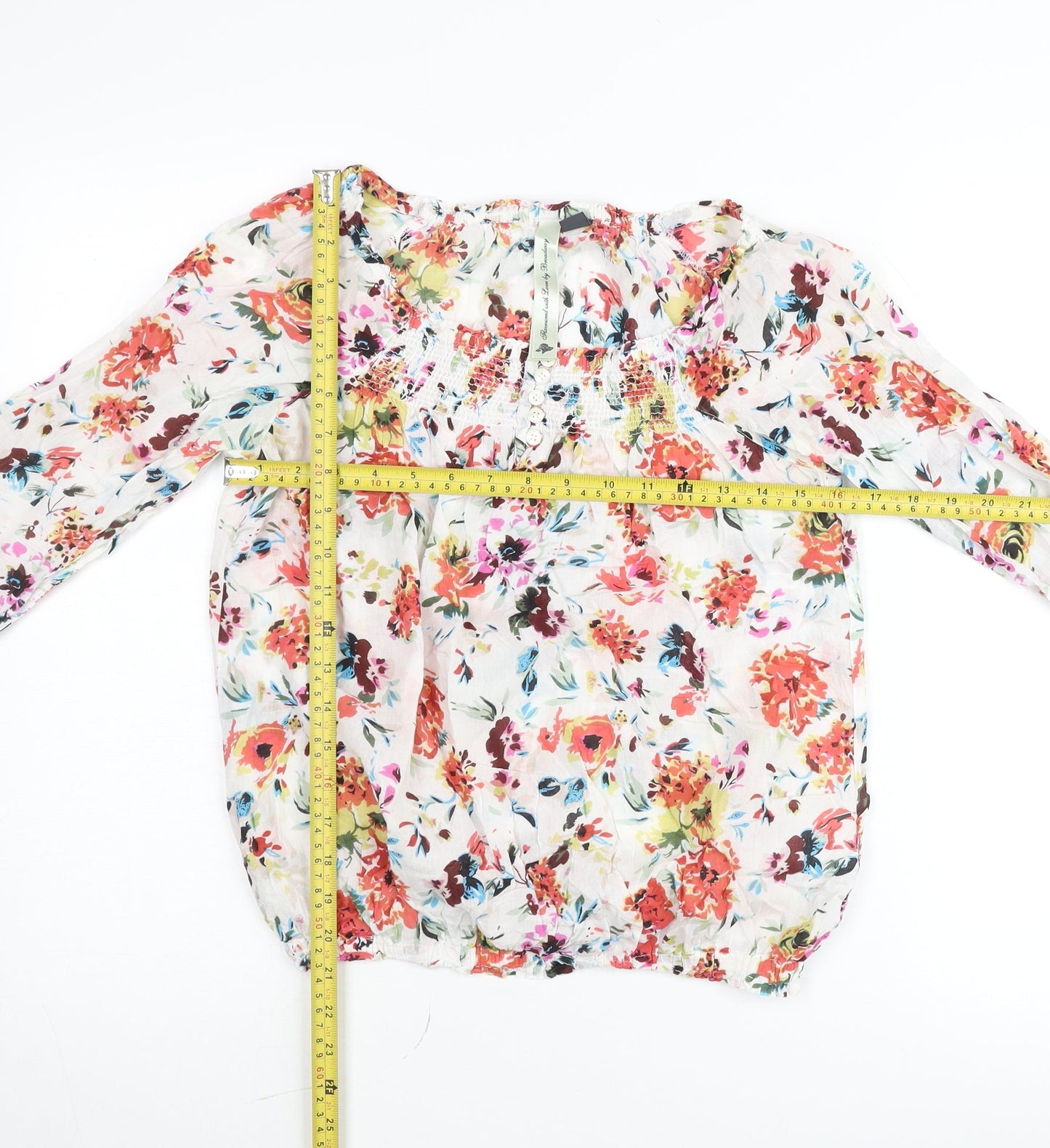 Dr. Rehfeld Womens Multicoloured Floral Cotton Bohemian Blouse Size 10