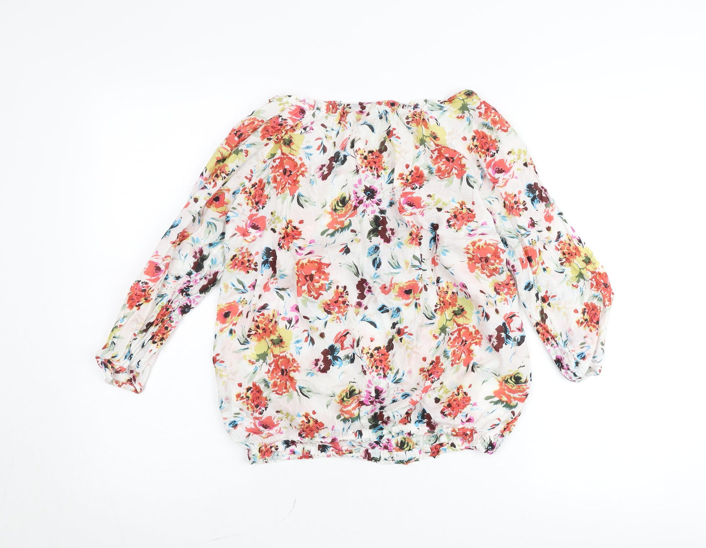 Dr. Rehfeld Womens Multicoloured Floral Cotton Bohemian Blouse Size 10