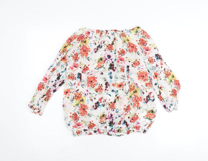 Dr. Rehfeld Womens Multicoloured Floral Cotton Bohemian Blouse Size 10