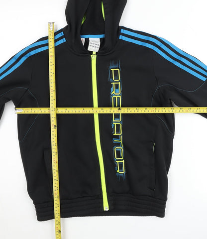Adidas Boys Black Predator Track Hoodie Jacket 7 Years Full Zip Lightweight