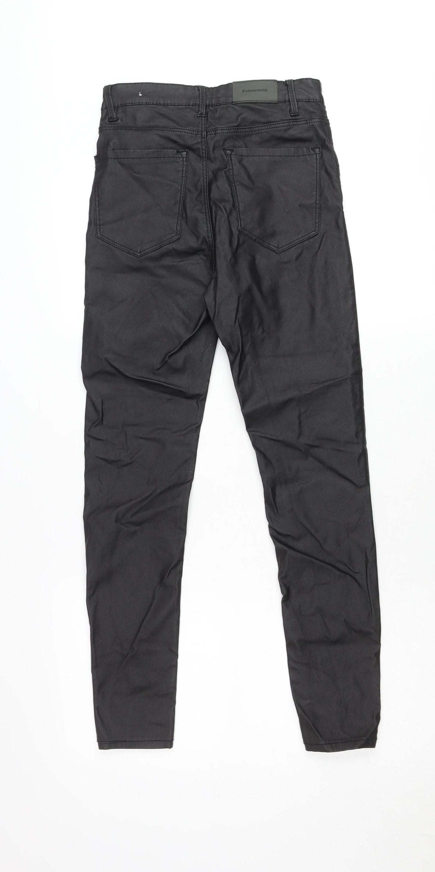 Stradivarius Women Black Slim Chino Trousers UK 10 Cotton Twill