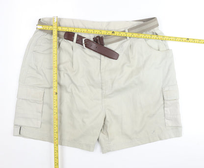 Fishtank Men's Beige Cargo Shorts Size 54 with Belt Lightweight Cotton