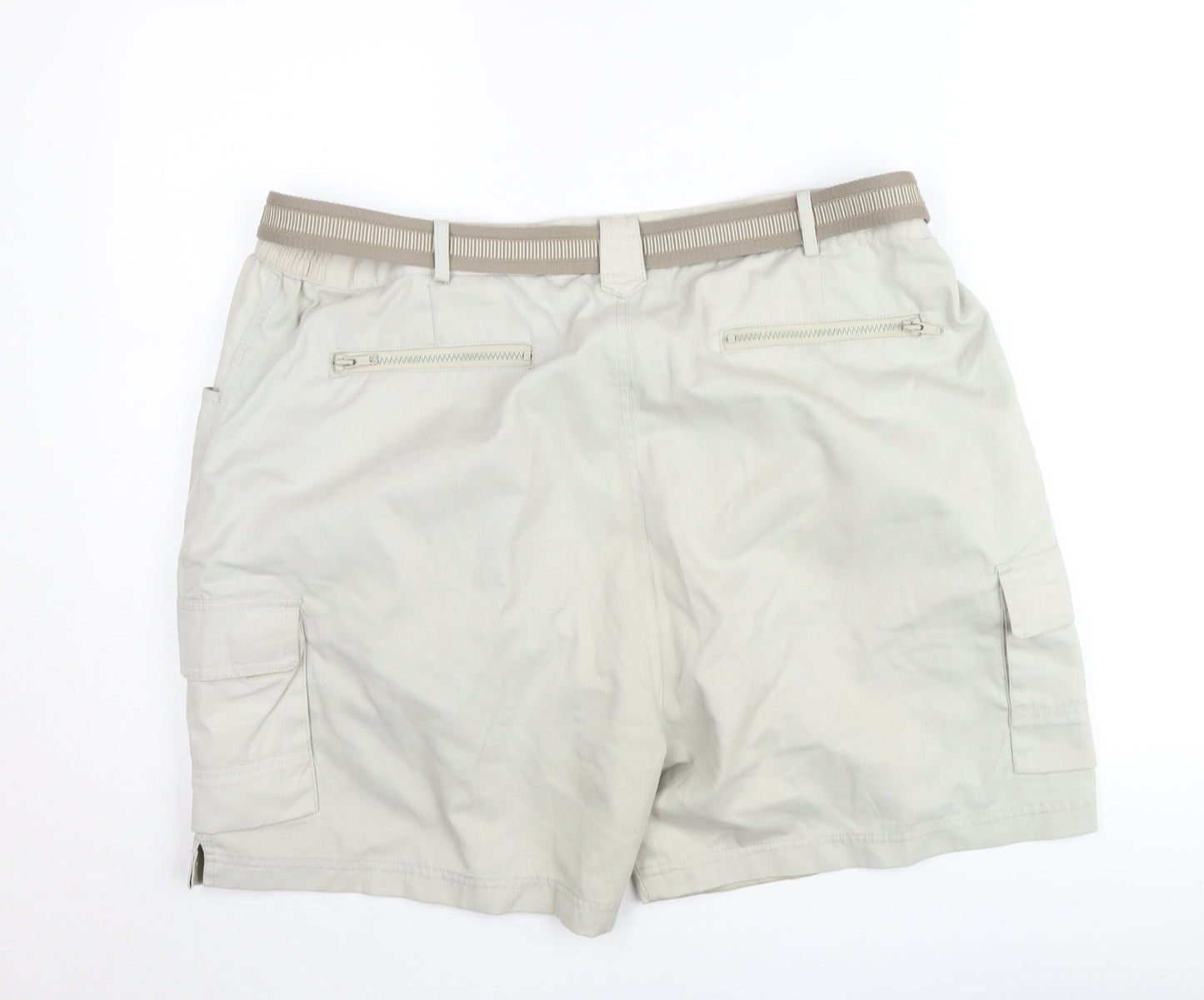 Fishtank Men's Beige Cargo Shorts Size 54 with Belt Lightweight Cotton