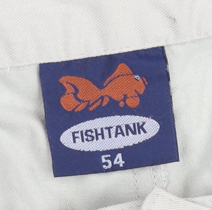 Fishtank Men's Beige Cargo Shorts Size 54 with Belt Lightweight Cotton