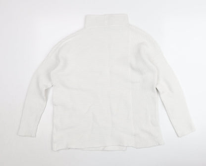 French Connection Women’s White Roll Neck Rib-Knit Jumper XS