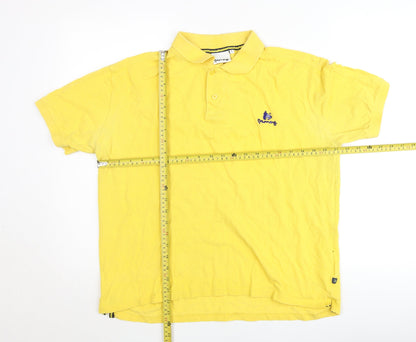 Money Mens Yellow Polo Shirt L Cotton Embroidered Logo Casual