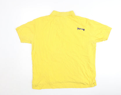 Money Mens Yellow Polo Shirt L Cotton Embroidered Logo Casual