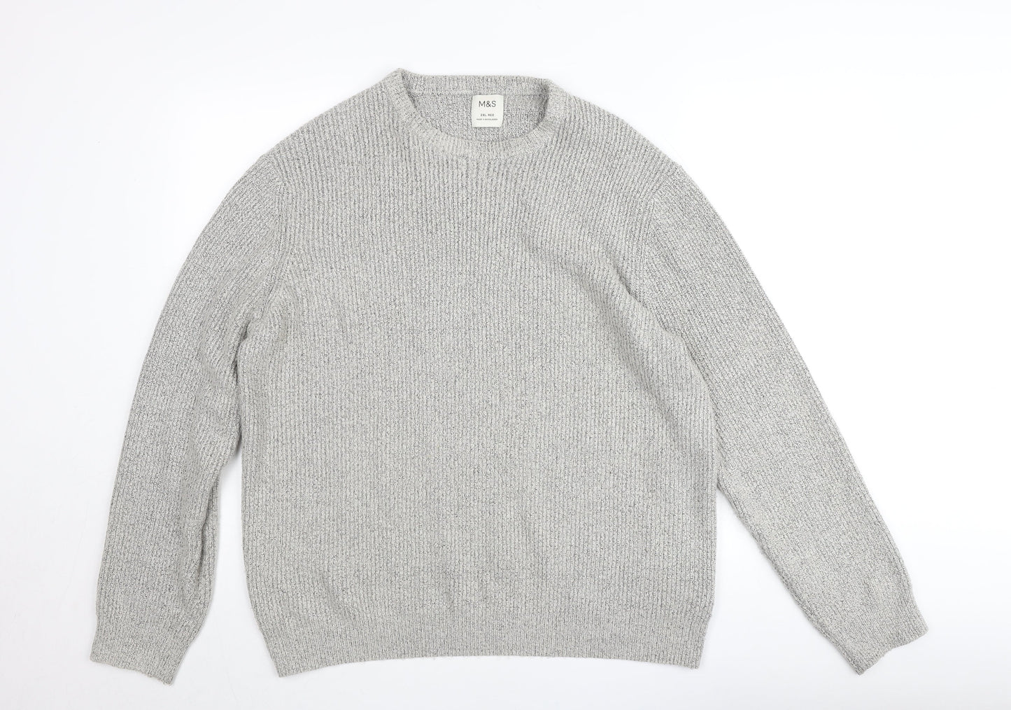 Marks and Spencer Men’s Grey 2XL Regular Knit Crew Neck Jumper