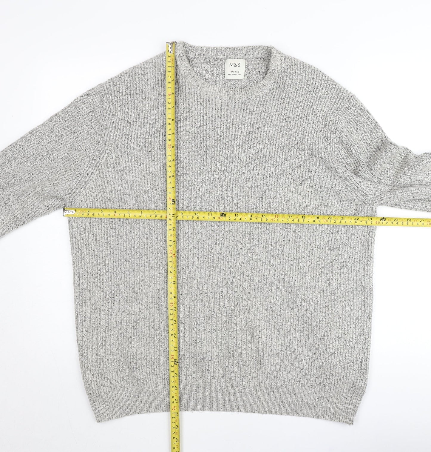 Marks and Spencer Men’s Grey 2XL Regular Knit Crew Neck Jumper