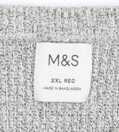 Marks and Spencer Men’s Grey 2XL Regular Knit Crew Neck Jumper