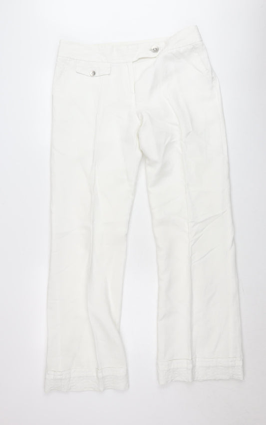 Savida Women’s White Chino Trousers Size 14 Mid Rise Cotton Blend