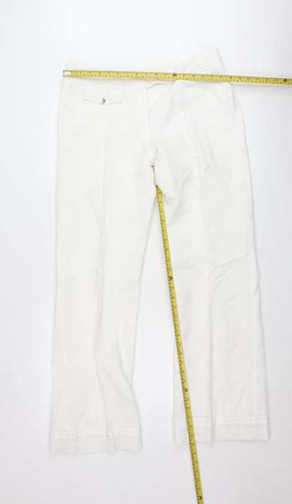 Savida Women’s White Chino Trousers Size 14 Mid Rise Cotton Blend