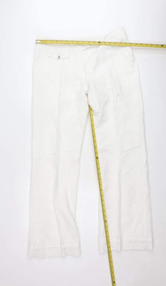 Savida Women’s White Chino Trousers Size 14 Mid Rise Cotton Blend