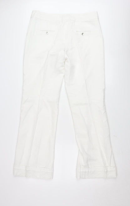 Savida Women’s White Chino Trousers Size 14 Mid Rise Cotton Blend