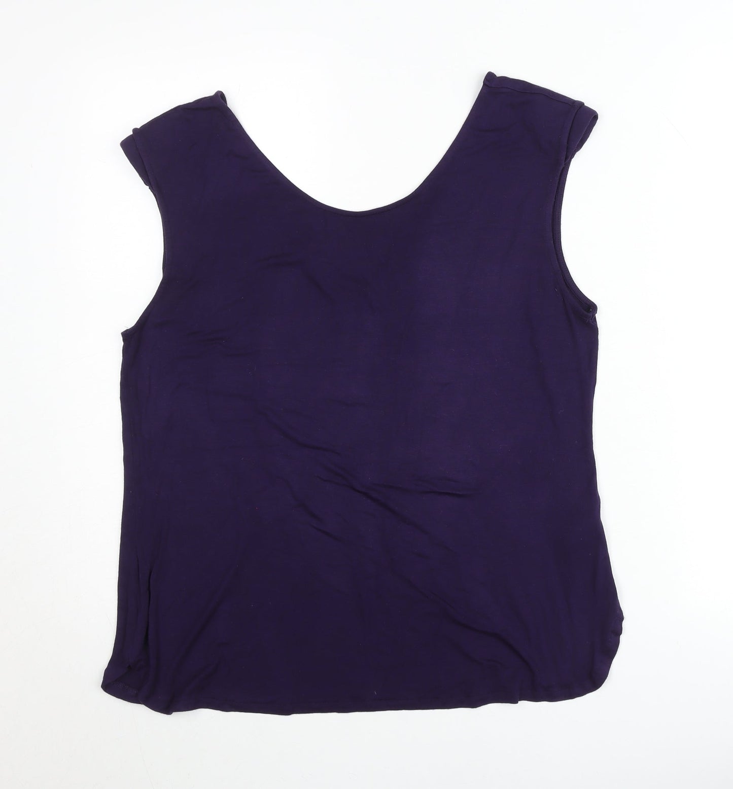 Oasis Women's Purple V-Neck Sleeveless Jersey Tank Top Size L