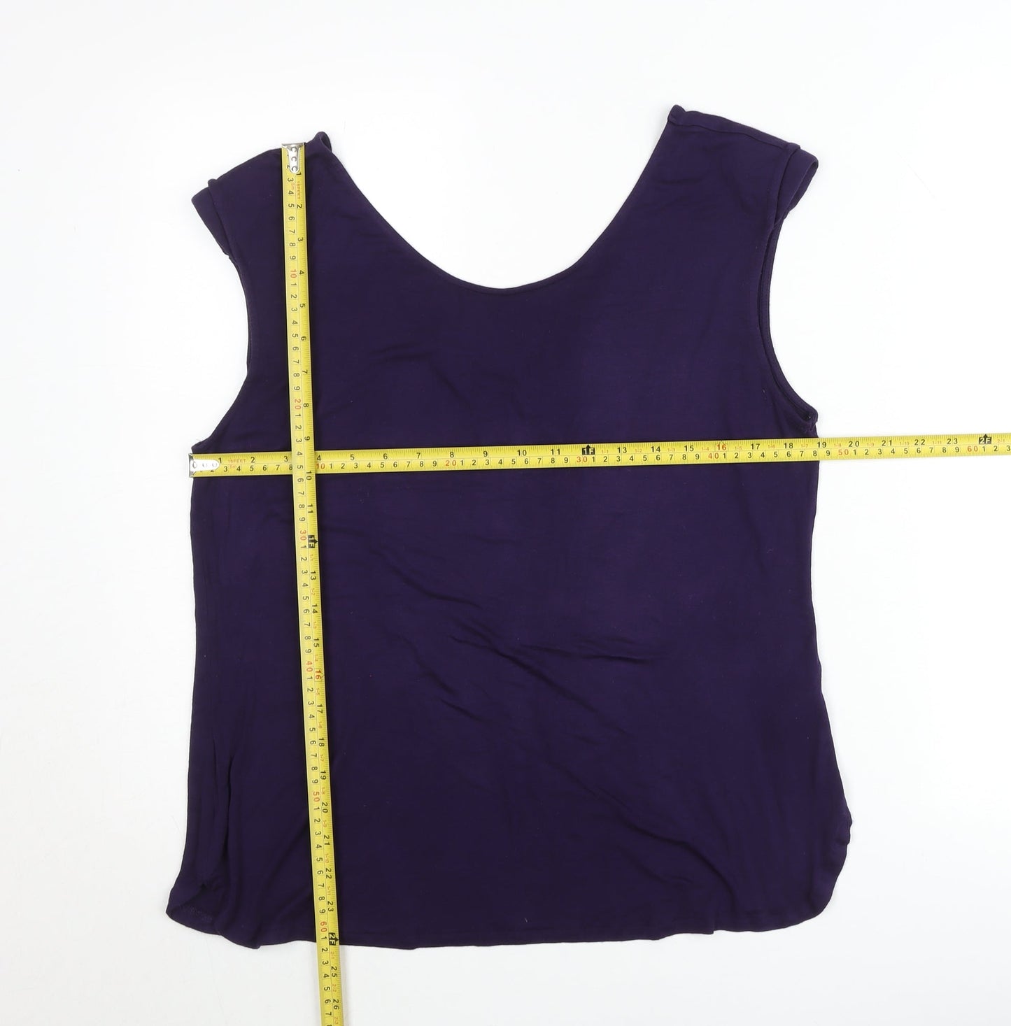 Oasis Women's Purple V-Neck Sleeveless Jersey Tank Top Size L