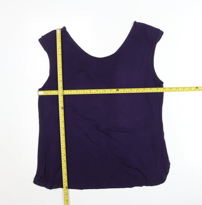 Oasis Women's Purple V-Neck Sleeveless Jersey Tank Top Size L