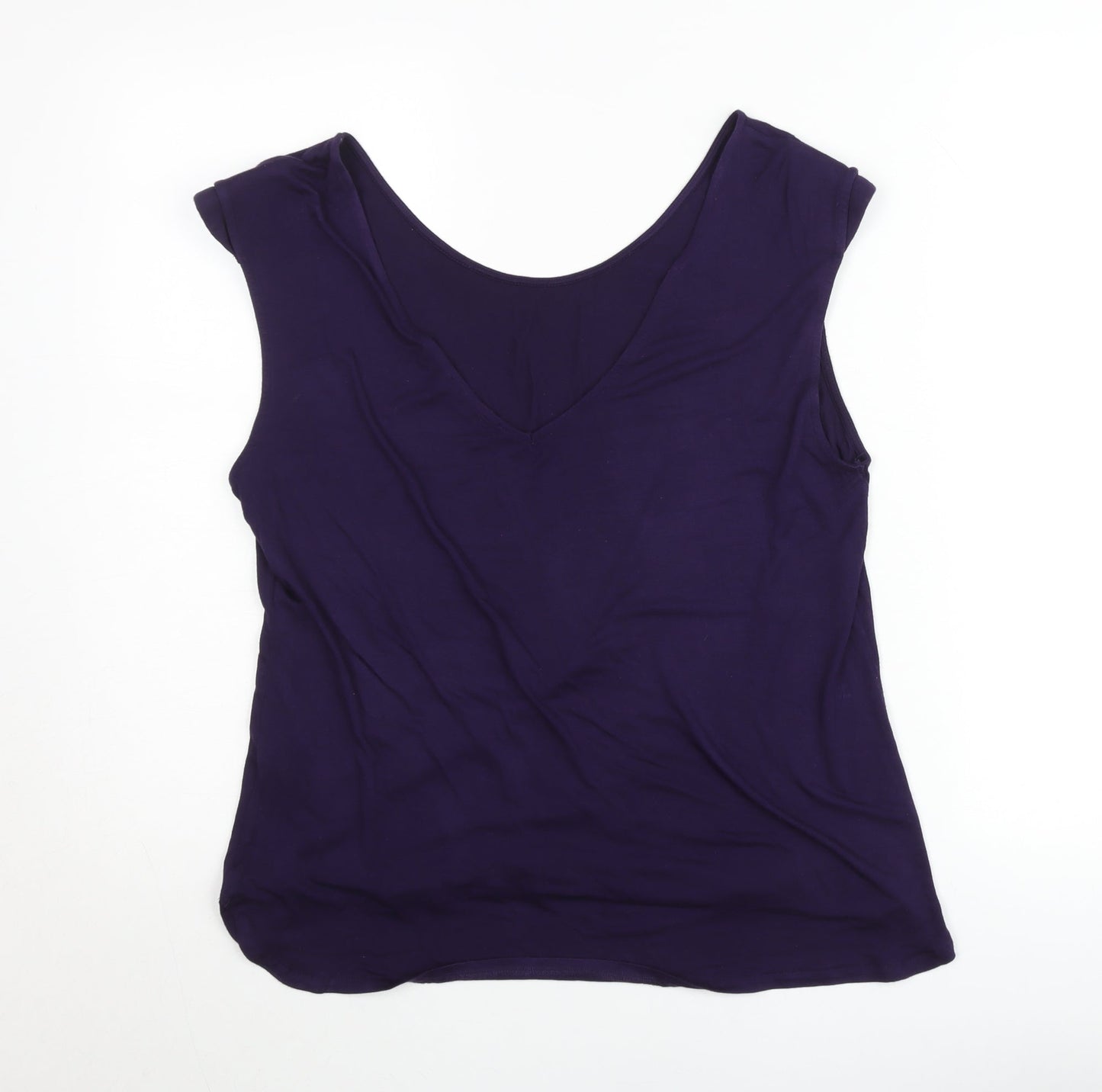 Oasis Women's Purple V-Neck Sleeveless Jersey Tank Top Size L