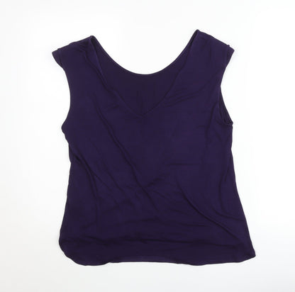 Oasis Women's Purple V-Neck Sleeveless Jersey Tank Top Size L
